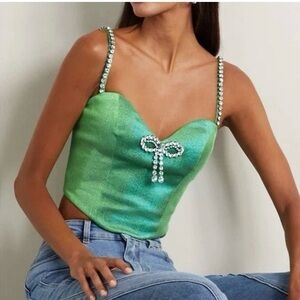 AREA NYC Green Crystal Bow Tank Top - NWT size 4 - SOLD OUT